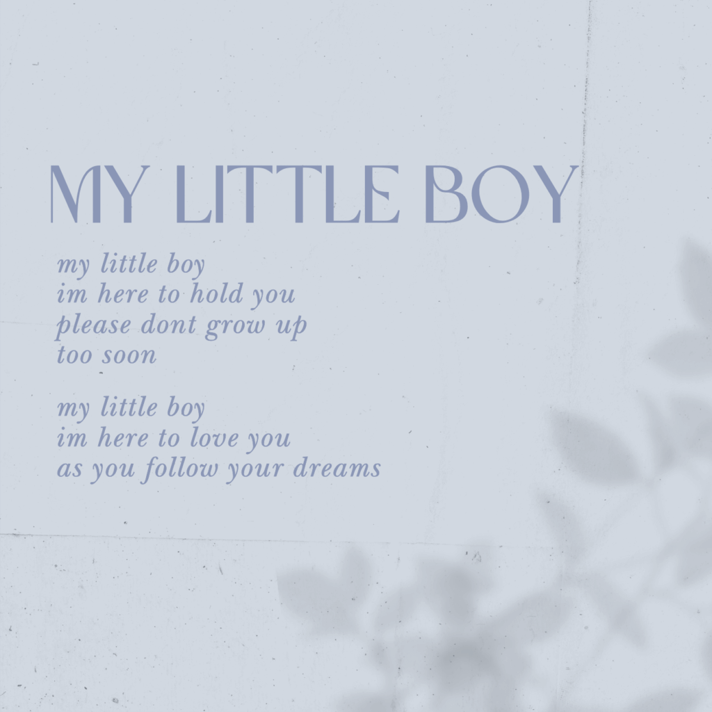 My Little Boy lyrics dark blue lyrics on baby powder blue background
