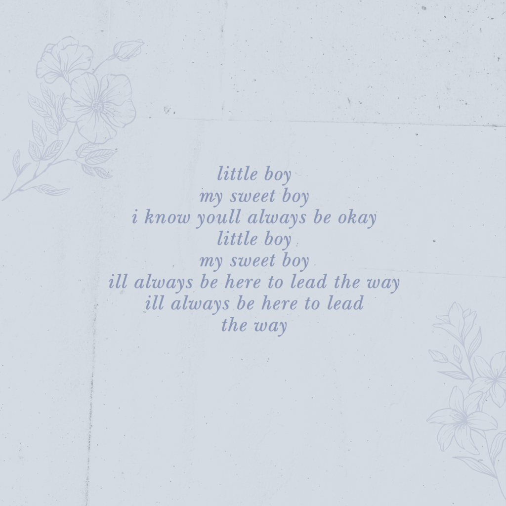 My Little Boy lyrics dark blue lyrics on baby powder blue background